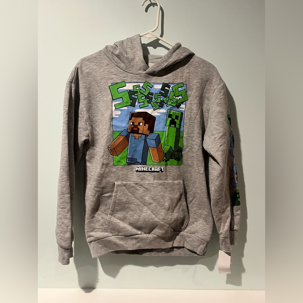 Minecraft Boys Pullover Gray Steve Sweatshirt, Size XL